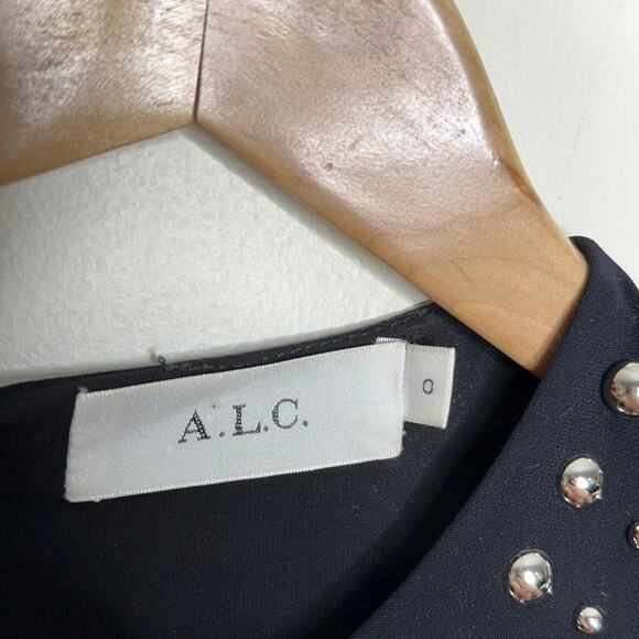 A.L.C Madison Black Long Sleeve Studded Embellished Mini Dress {QQ22} - Picture 5 of 6
